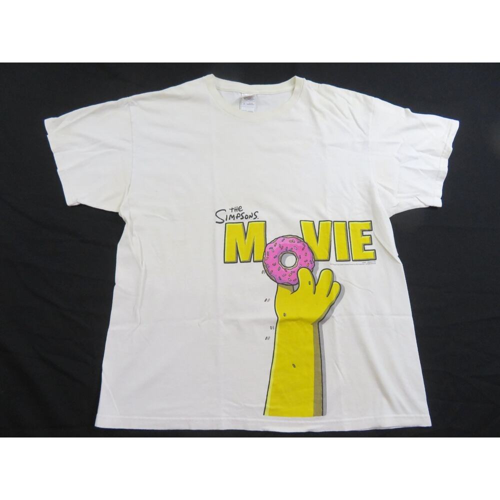 The Simpsons Movie Doughnut White T-shirt Sz XL Y2K